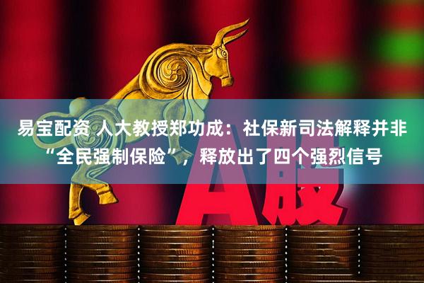易宝配资 人大教授郑功成：社保新司法解释并非“全民强制保险”，释放出了四个强烈信号