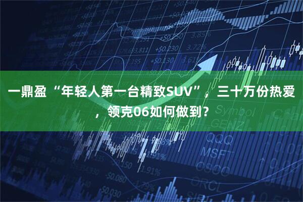 一鼎盈 “年轻人第一台精致SUV”，三十万份热爱，领克06如何做到？